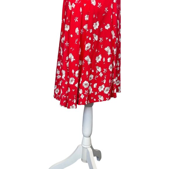 Free People Red Floral Print Keyhole Back Dinner Dress Size 10 NWT - Picture 4 of 16